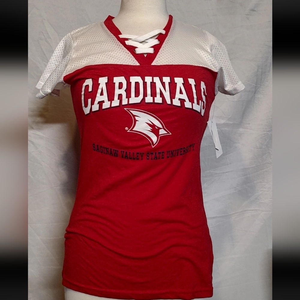PEL ATHLETIC NCAA SS SAGINAW VALLEY UNIVERSITY CARDINALS TEE SHIRT SIZE SMALL
